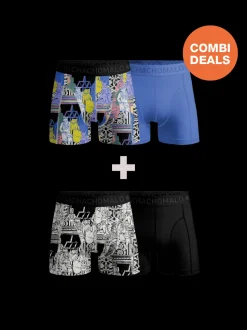 Heren 2+2-pack Boxershorts Print/Effen