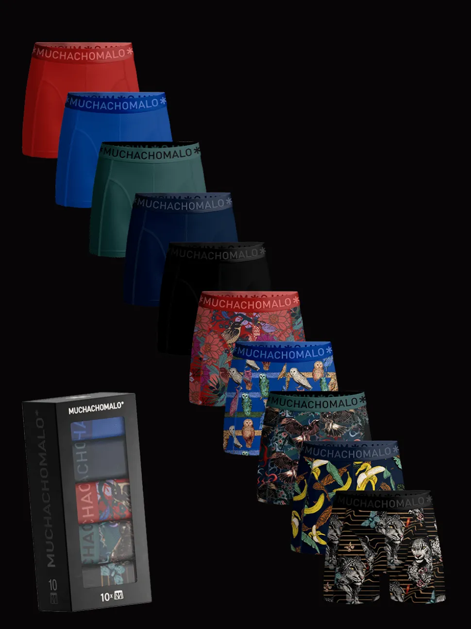 Heren 10-pack Boxershorts Print/Effen
