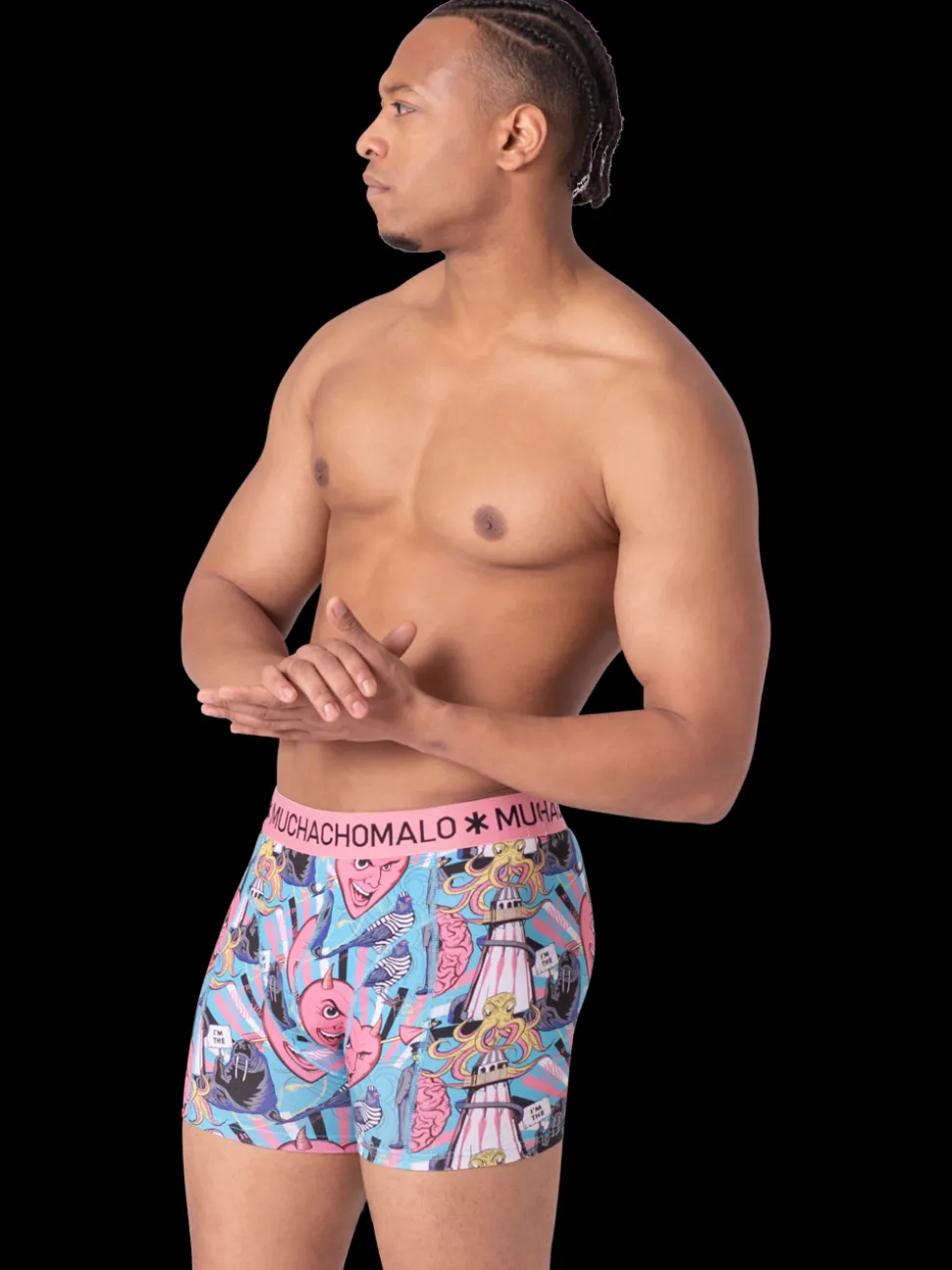 Heren 2+2-pack Boxershorts Print/Effen