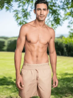 Heren Zwembroek Beige + Gratis Microfiber boxershort