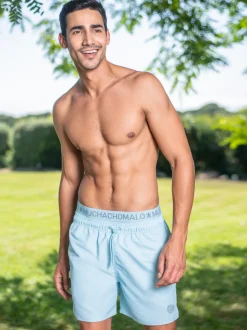 Heren Zwembroek Print Lichtblauw + Gratis Microfiber boxershort