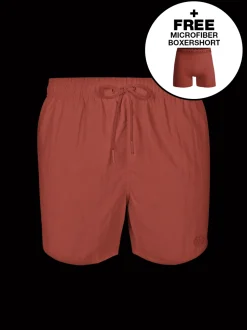 Heren Zwembroek Rood + Gratis Microfiber boxershort