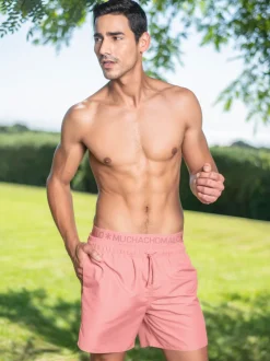 Heren Zwembroek Roze + Gratis Microfiber boxershort