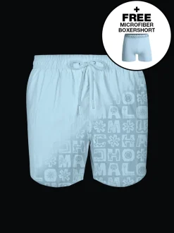 Jongens Zwembroek Print Lichtblauw + Gratis Microfiber boxershort