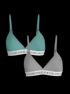Meisjes 2-pack Triangle Top Effen