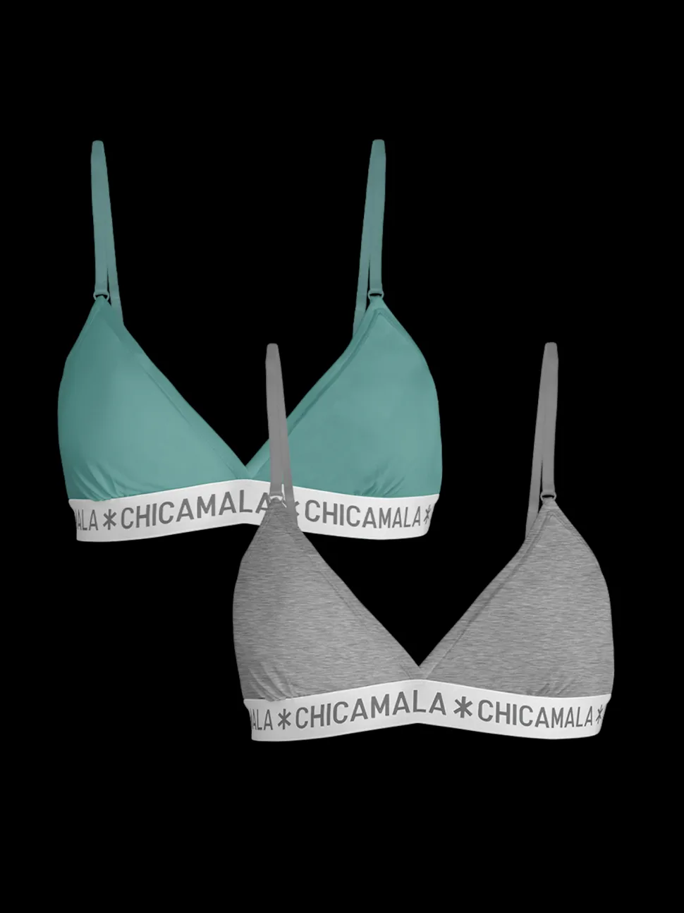 Meisjes 2-pack Triangle Top Effen